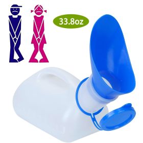 Unisex Potty Urinal Bottle 1000ML/33.8OZ Adult Emergency Urinal Device Portable Male Female Toilet w/ Lid Funnel For Car Camping Travel Hospital